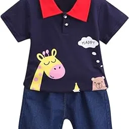 pop street kids Baby Boy Giraffe Denim Set | Trendy & Comfortable (Color-: Blue) (size:-1.5-2.5 Years)-picture-15