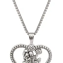 Hanuman Silver Religious Stainless Steel Heart Pendant Neckpiece Stylish & Fancy Necklace for All Men & Women-image-96
