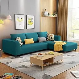BRAXTON Mylta RHS 4 Seater L Shape Sofa Set for Living Room (Pine Colour Fabric) Premium Velvet Fabric-picture-10
