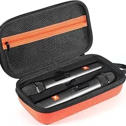 Wireless Microphone Case Compatible with Wireless Two Microphone System, Handheld Dual Mic Travel Bag, Portable Microphone Storage EVA Hard Shell Exterior Case (For Battery Style Orange)-image-70