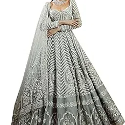 trendmalls Women's Georgette Sequin Embroidery Work Lehenga Choli with Dupatta For Women (L292-Grey-Semi-Stitch)-picture-27