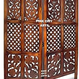 PINK CITY ARTS Wooden Partition for Living Room Room Divider Partition Wall 4 Feet Partition/Wall Divider for Hall/Room Separator/Privacy Divider/Mix Pattern Brown (2 Panel)-picture-17