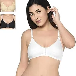 bodycare Women's Cotton Solid Non-Wired Front Open Bra(Pack Of 3)-picture-49