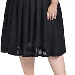 Women Plus Size Stylish Knee Length Box Pleat Perforated Western Midi Skirt 2XL-6XL (Black, Size : 36”-44”)-image-40