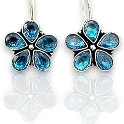 d glamm fashion-sparklings style D Glamm Fashion Floral Teardrop Turquoise Gemstone Dangle Earrings for Women - Light Green-picture-21