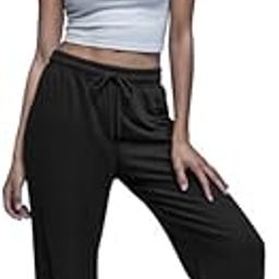 fflirtygo Women’s Wide Leg Pants with Pockets | Premium Cotton Lounge Wear | High Waisted Drawstring | Casual Comfortable Pajama Bottoms with Pocket-picture-4