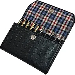 essart Faux Leather 10-Slots Zipper Pen Case – Stylish & Durable Storage for Pens Storage Case, Pen Pouch Colour Croco Black-picture-10