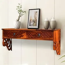 WOODEN GARDEN Sheesham Wood Wall Mounted Home Decor Decorative Item Rack Holder, Rustic Solid Wood, Handmade, Wooden Wine Racks-image-2