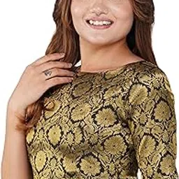 fressia fabrics Women's Jacquard Boat Neck Readymade Blouse for Women (903_Master)-picture-54