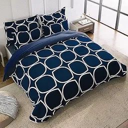 THE HOME STYLE 400 TC Supersoft Cotton Feel Glace Cotton Elastic Fitted Printed King Size Double Bed Bedsheet wih 2 Pillow Cover (72"x78", Cadet Blue)-image-10