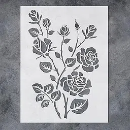 G GSS Designs Large Rose Stencil for Painting on Wood, Canvas, Paper, Fabric, Floor, Wall Tile - Reusable DIY Art Craft Roses Flower Stencil for Home Decor (12''X16'', RoseStyle)-picture-18