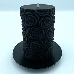 Hand Crafted Rose Candles for Home Decor Soy Wax Pillar Candle for Anniversary Valentine Day Diwali Christmas Parties Special Events Diwali Gifting Set (Rose Scented) (Black)-image-92