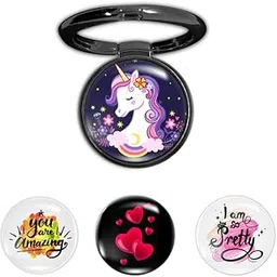 4-in-1 Metallic Mobile Back Ring Holder | Strong Grip for Phone & Back Cover | 4 3D Logo Magnets | 360° Adjustable Stand-picture-58