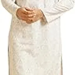 manyavar Men's Cotton Blend Floral Print & Chikankari Kurta Set (2pcs)-picture-28