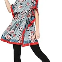 cloth haus india Women || Multicolored Floral Printed || 100% Polyester || Dress Kaftan with Waist Drawstring || Kimono Sleeves Kaftan || Casual Kaftan for Women || Short Kaftan for Women-picture-20