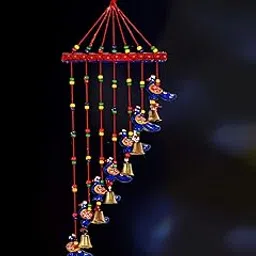 DreamKraft Handcrafted Peacock BTK Door Hanging Wood Windchime (77 CM, Multicolor)-image-12