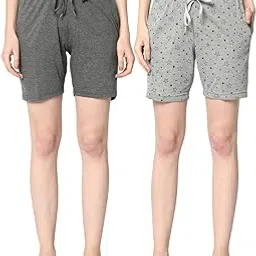 mack jonney Women's Regular Fit Cotton Short for Gym and Home Wear (Pack of 2)-D11_ANT_PRT_1MLG_02-P-picture-22