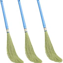 Long Handle No-Dust Broom [𝗣𝗮𝗰𝗸 𝗼𝗳 3] – Lightweight, Washable Fiber & Plastic Jhadu for Home, Floor & Ceiling Cleaning-picture-55