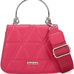 fastrack Quilted Western Sling Bag For Womens And Girls | Stylish And Chic Handbag For Girls | Crafted From Premium Semi Pu Leather,Standard,Pink-picture-30
