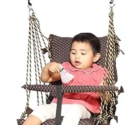 Piccolo Swing for Baby, Uyyala for Kids with Cotton Filling and Leg Lock Mechanism with S Hook (Material - Cotton, Color - Brown)-picture-56