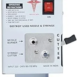 APEX LABS™ Needle Syringe Destroyer Electric, Needle Destroyer Machine for Hospital & Laboratory, Shock Proof Metal Body Mechanism, Low Power Consumption, On/Off Switch, White - Pack of 1-picture-30