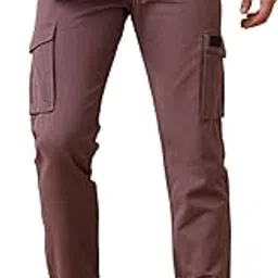 cavallo by linen club Men's Purple Solid Contemporary Fit Cotton Linen Cargo Trouser-picture-24