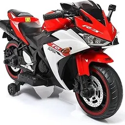 Kawaii Kids R3 Battery Operated Bike for Kids with LED Light, Bluetooth & Music | Baby Ride on Toy Rechargeable Battery Bike | Electric Bike for Kids to Drive 3 to 8 Years Boys Girls (RED R3) image 1