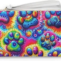 Colorful Tie-Dye Paw Print Clutch Bag, Eco-Friendly, Perfect for Pet Lovers, Festivals, Stylish, Trendy Accessory-image-89