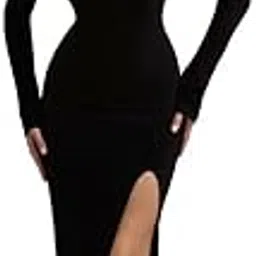 traquila Full Sleeve Bodycon Dress for Women with Slit on The Front.-picture-56