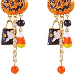 el regalo Halloween Earrings for Women & Girls – Pumpkin Ghost Spider Web Candy Corn Dangle Earrings | Cute Trick or Treat Jewelry Accessories for Party, Costume, Festival-picture-14