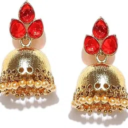 zaveri pearls Jhumki Earrings for Women (Red)(ZPFK6426)-picture-18