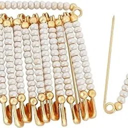 VAMA Fashions White Beads Dresses Brooch Pin Clothes Dupatta chunri Scarfs Sari Saree pins Pleats for Women-picture-48