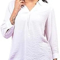 crimsoune club Women's White Textured 3/4th Sleeves Linen Top-picture-13