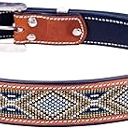 chandair Men's Genuine Leather Belt – Adjustable Fit, Ornate Metal Buckle, Handcrafted Beaded Design Ideal for Casual, Bohemian & Western-Inspired Looks, Cognac-picture-16