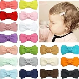 Baby Hair Bows, 15-Pack Grosgrain Ribbon Clips, Multicolour Collection for Infants and Toddlers-picture-22