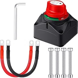 Datanly Battery Switch 12v-48v Waterproof Power Cut Master Generator Switch Battery Disconnect Isolator with 2 Awg 12 Inch Inverter Cables Set 3/8 Inch Lugs for Car Vehicle Rv Marine Boat-picture-39