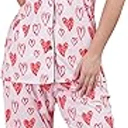 ssoshhub Printed Ultrasoft Night Suit for Women - Digital Print Satin Shirt Top and Pyjama Set for Honeymmon Casual Wedding Valentine Party Festive Regular Wear-picture-22