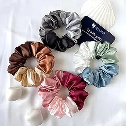 Silvr Bear Satin Scrunchies for Women - Triple Tone - Scrunchies Set - 4 pack - Best Gift-image-13