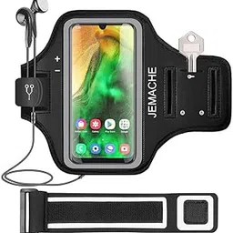 Galaxy A50 A20 Armband, JEMACHE Water Resistant Gym Running Workouts Exercises Arm Band for Samsung Galaxy A20 A50 (Black)-picture-13