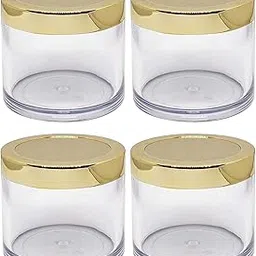 Acrylic 100 Grams Royal Gold Cap Glass Transparent Cosmetics Shan Jar Container for Creams,Lip Balm, Body Butter, Essential oil, Costemic, Makeup Use (Pack of 12)-image-36