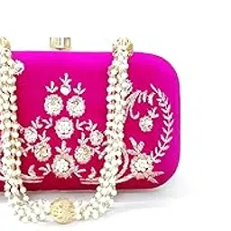 duchess Women's Box Clutch with Pearl Handle-Bridal Ethnic Traditional Casual Purse/Clutch/Handbag (4 x 7 x 2 inch)-picture-24