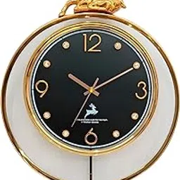 Amazon Brand - Umi Luxury Silent Stylish Golden Deer Designer Pendulum Wall Clock Lolak Big Wall Clock Decorative Clock for Living Room, Bedroom, Hall, Office Premium Home Décor UC-T2598 (Black)-image-72