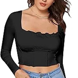 illi london Women's Slim FIT Blouse Crop Tops-picture-23
