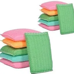 SHOPEXCITING Sponge Scrub Pad for Kitchen, Sponge Scrub Pad for Utensils, Foam Pad Non-Scratch Scrubber for Dishes Multicolor - Pack of 12-picture-23