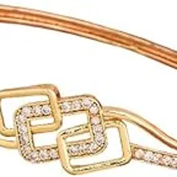 glemour gold Elegant Gold-Plated Bracelet with Crystal Geometric Design, Hinged Bangle-picture-58