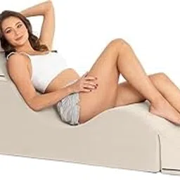 Multi-Position Yoga and Massage Cushion, Ergonomic Support Bench, Grey Foam Lounger for Stretching and Exercise (1, Bone Ivory)-image-22