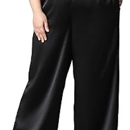 oxolloxo Women Plus Size Black Elasticated Flare Satin Pant-picture-35