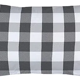 IMSMARTMART 100% Recyclable Dust-Free Black Hosiery Cotton Bed Medium Hard Pillow for Perfect Neck and Back Support (16" x 26") - Medium Hard Pillow, Pack of 1, Black and White Check-picture-20