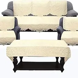 Kuber Industries Circle Design Cotton 7 Pieces 5 Seater Sofa Cover with Center Table Cover (CTKTC028719, Cream, Standard)-picture-60