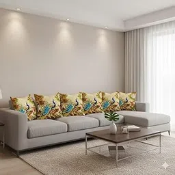 Designer and Decorative Printed Square Cushion Cover Set of 6 Jute Throw Pillow Covers/Cases for Couch and Sofa & Chair for Home (24 x 24 inch or 60cm x 60cm) Yellow-picture-63